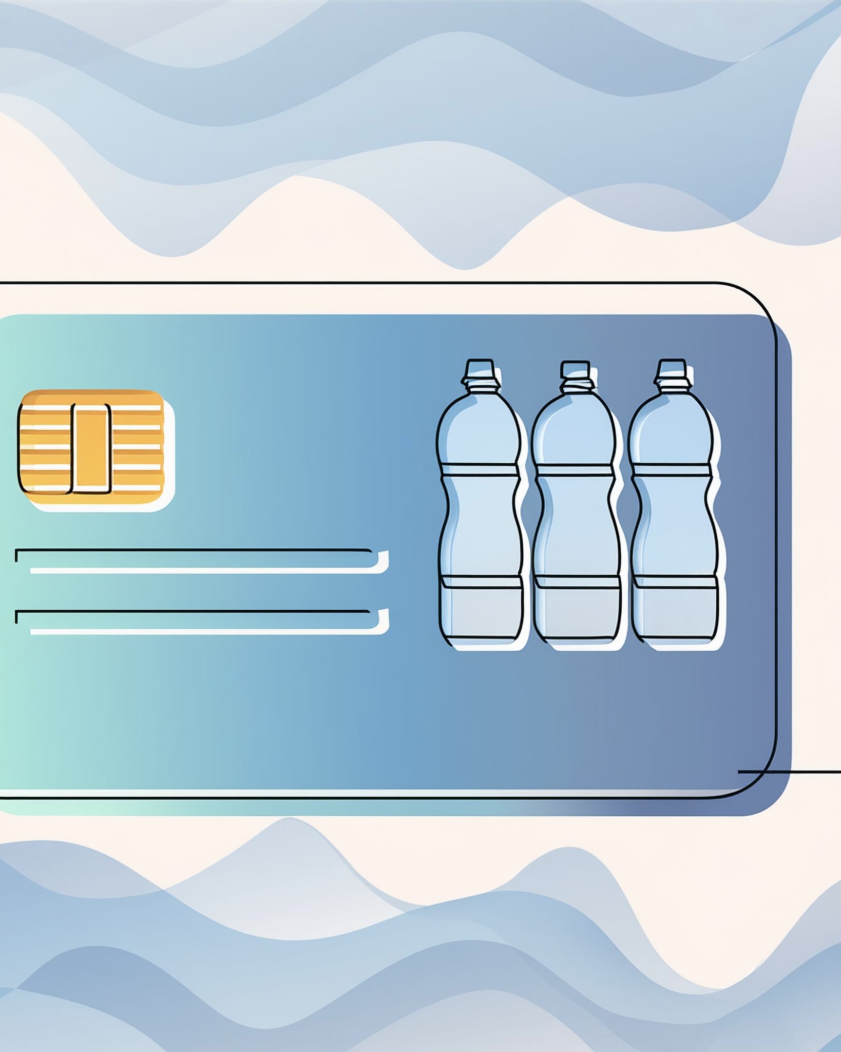 Firefly Single Continuous Line Drawing of loyalty card with water bottles 95427 2